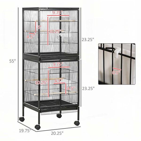 Archie & Oscar™ PawHut Large Bird Cage with 1.7 ft. Width for Wingspan ...